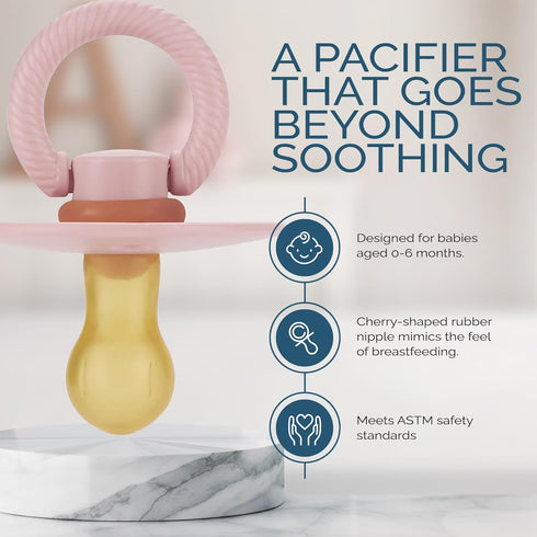 (Set 2) Set 2 0 6 Itzy Ritzy Natural Rubber Newborn Pacifiers of Baby Pacifiers with Cherry-Shaped Nipple & Large Air
