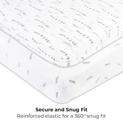 Ely’s & Co. Pack and Play Sheets, 2 Pack Fitted Playpen Sheet Set for Mini Crib, Forest Grey Floral