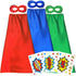 ADJOY Superhero Capes and Masks for Kids, Birthday Party Dress Up Costume, 3 Sets in Red Green Blue
