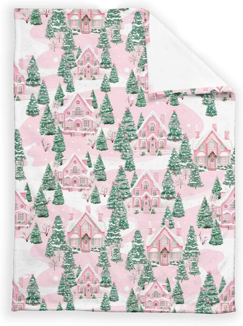 SqtmuHLuo 60x80inch Pink Christmas Tree Baby Blanket for Boys Girls Gender Christmas Tree Holiday Neutral Newborn