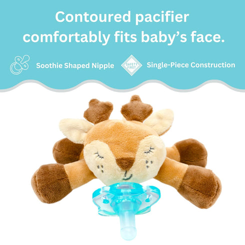PaciBuddy Deer Pacifier Holder - Plush Toy with Detachable Pacifier & Universal Adapter for 0+ Months