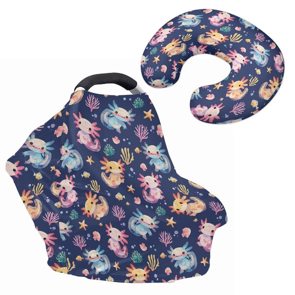 ZDCUSTOM Purple Axolotl Stretchy Baby Car Seat Cover Nursing Pillowcase Protectors for Baby