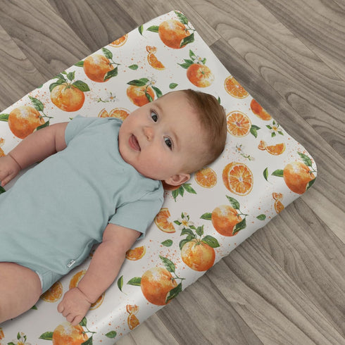 ZoUbqchY Summer 32''16'' Watercolor Oranges Baby Changing Pad Covers for Boy Girl Orange Branches Flowers Leaves Fitted
