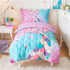 Set 4-Piece Sets Set, VIVILINEN Toddler Bedding for Girls Mermaid Tail Toddler Comforter for Baby Purple Blue Toddler