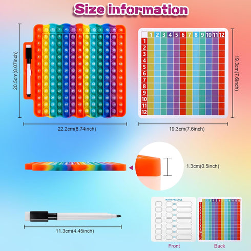 EK-Memory-fish e3 12x12 Multiplication Table Game Pop Fidget Learning Toy Educational Math Game Board with Marker