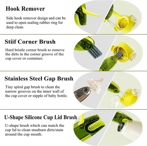4 1 Set in Cup Lid Cleaning Brush Multifunctional Bottle Brush Cleaner Tiny Bottle Cup Lid Brush Straw Cleaner Tools