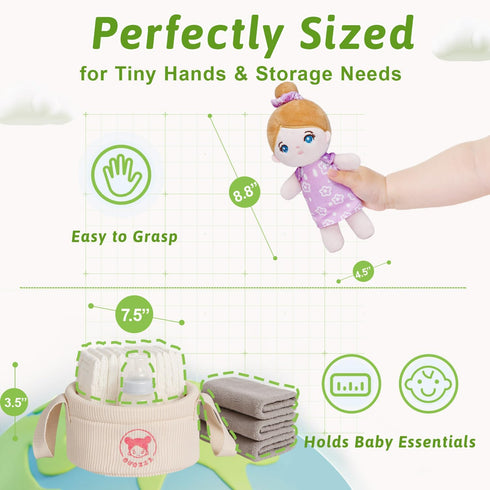 OUOZZZ Set 5 8.8 Soft Baby Dolls of Multicultural Plush Dolls in Basket | Diversity Ethnic Snuggle Toys for Toddlers