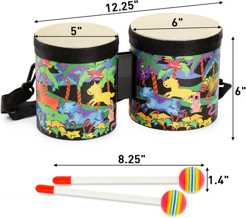 Tosnail 5" and 6" Bongo Drum with Storage Bag and Mallets, Hand Drum Kids Drum Set, Musical Toy for Kids