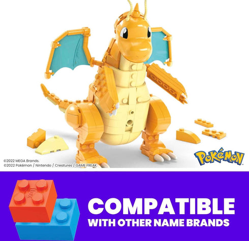 MEGA Pokémon Building Toys Set, Dragonite with 388 Pieces, Articulated and Poseable for Kids