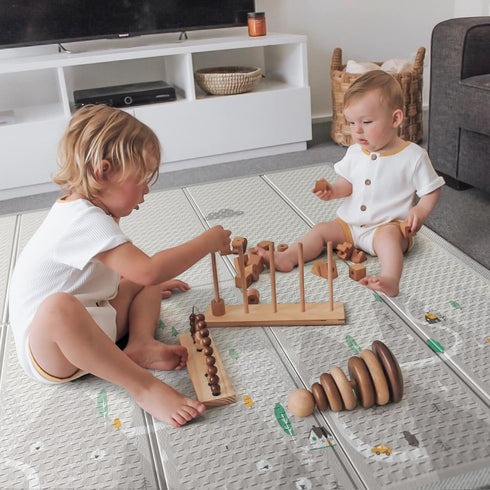 59"x59" 0.4" Tummy 59 inch ZEEBABA Baby Play Mat, Foldable & Reversable Large Baby Mat, Thick Waterproof Foam Play Mat