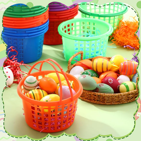 50 4.3 6.7 400g Wenqik Pcs Plastic Easter Baskets for Kids Bulk x in Easter Egg Baskets Empty Plastic Buckets