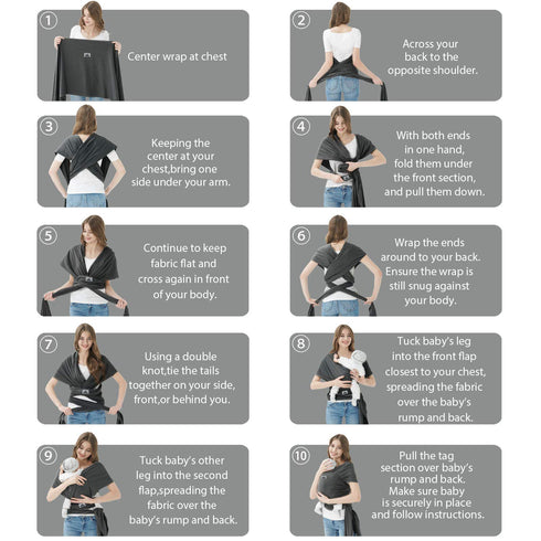 Jeroray Baby Wraps Carrier, Baby Carrier,Hands Free Infant Carrier, Lightweight,Breathable,Softness,Heather Grey