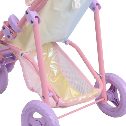 Dreamland Teamson Kids - Magical Baby Doll Jogging Stroller - My Little Girls First Dolls Pram Toy Gift, Iridescent