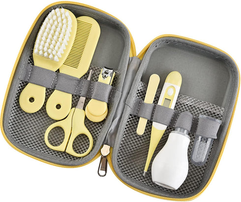 SOUQDWL 8 1 in Baby Grooming Kit with Hair Brush Nail Clipper Nose Cleaner Finger Toothbrush Scissor for Baby Care Keep