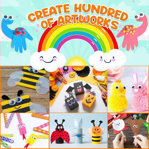 Goody King Arts and Crafts Supplies for Kids, Craft Art Supply Jar Kit for Ages 4-10, Collage Arts Set for Toddlers