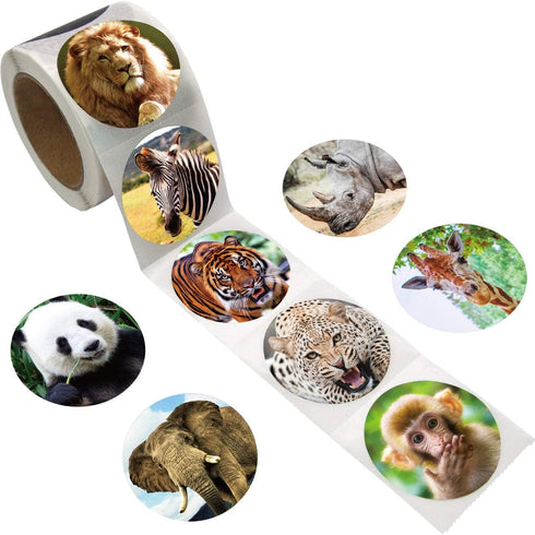 Animal Stickers for Kids, Realistic Jungle Animal Safari Zoo Labels for Toddlers Party Favors, 200Pcs Per Roll