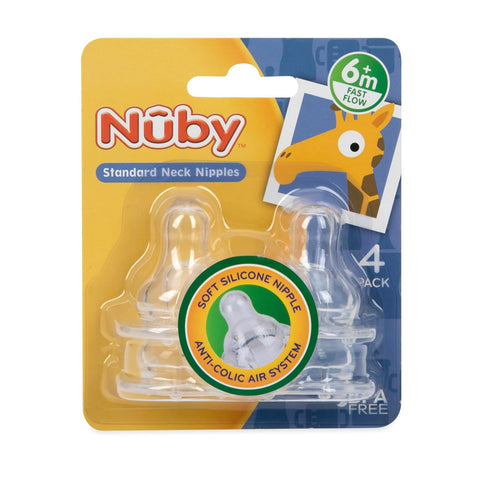 4-Pack Nuby Standard Neck Fast Flow Nipples