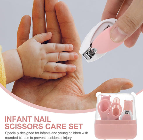Set Wakauto Nail Clipper and Scissor Kit for Infants, Pink Manicure and Pedicure Grooming Tools with Safety Blades