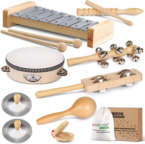 LOOIKOOS Toddler Musical Instruments, Eco Friendly Music Set for Kids Preschool Educational,