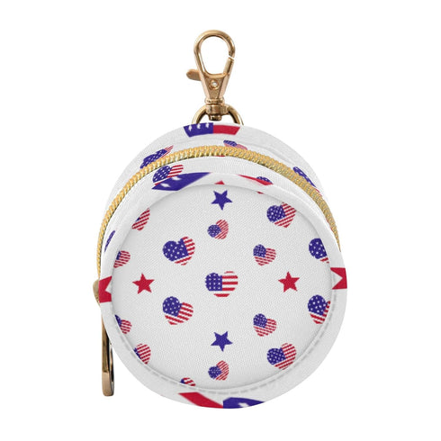PYBUG Independence Day Heart Round Pacifier Storage Case, Polyester & TPU Lined with