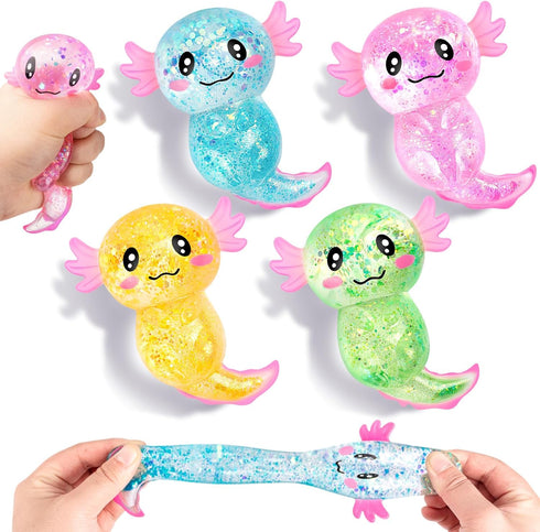LSGYPAQ 12PCS Glitter Stress Relief Axolotl Toy Cute Malt Sugar Filled Sensory Fidget