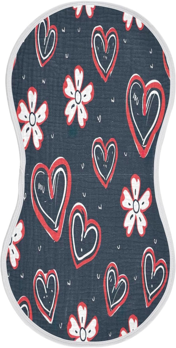 YETTASBIN Cute Love Heart Muslin Baby Burp Cloth, Super Soft Absorbent Cotton Burp