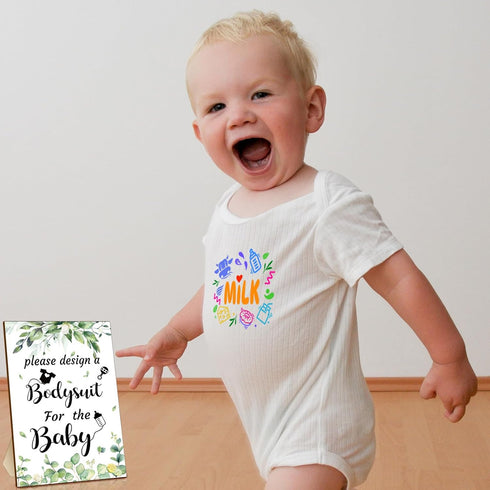 Chuarry 43 8 8 2 10 16 Pcs DIY Baby Bibs Decorating Kit Bodysuits Pcs Ply White Bibs Fabric Markers Stencils Baby