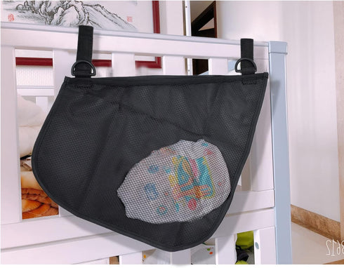 Portable Side Sling Stroller Cargo Net, Non-Slip Adjustable Straps, Storage Mesh Bag for Food and Fruit