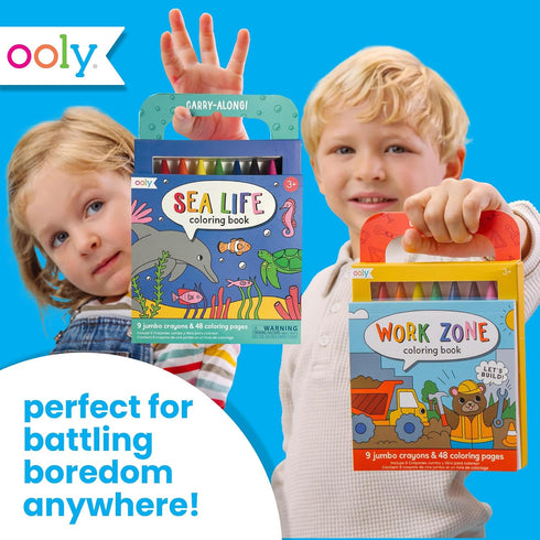 9 48 Ooly Travel Art Kit with Jumbo Crayons & Themed Coloring Pages & Case for Easy Traveling Art Creation, Perfect