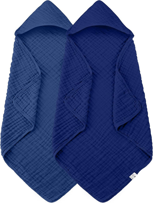 Spotted Play 2 Pack Hooded Baby Towels - 100% Muslin Cotton for