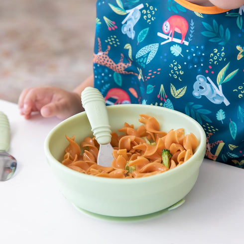 Bumkins Baby Bowl, Silicone Suction for Babies, Toddlers, Kids, Baby Led Weaning, Feeding Essentials, Platinum