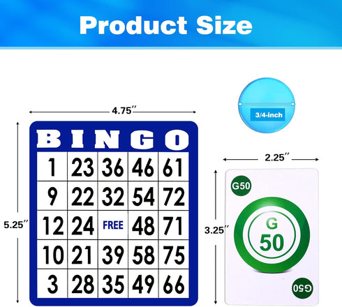GSE Complete Bingo Game Set - 100 Bingo Cards, 1000 Colorful Chips & Calling Cards for Adults & Seniors