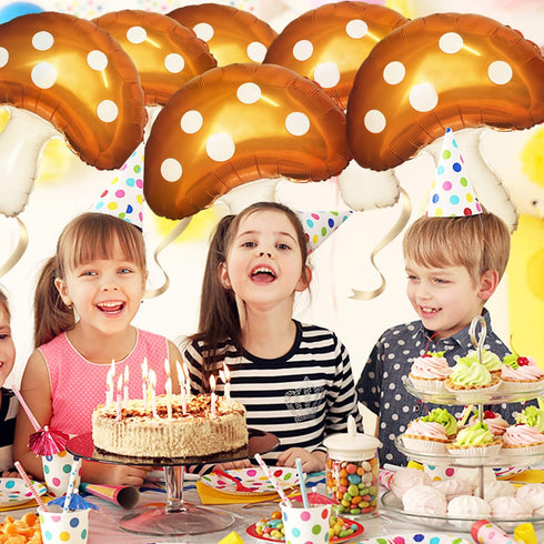 Sliverdew 31'' Balloons,3 Mushroom Pcs Brown Mushroom Party Decorations Mushroom Foil Balloons Fairy Theme Birthday