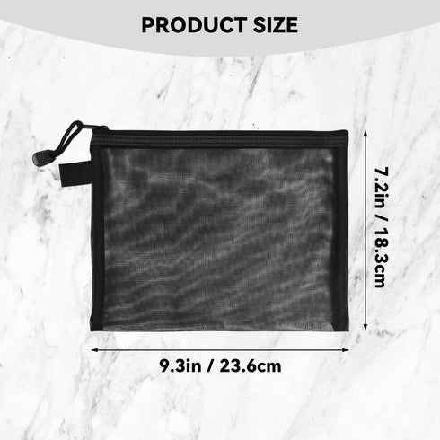 yuntop 6 (A5) PCS Mesh Pouch, Black Nylon Mesh Cosmetic Zipper Bags for Home Office Purse Diaper Bag