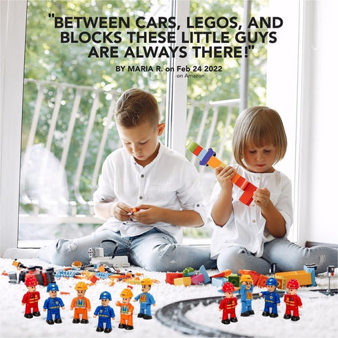 FUNERICA Community Helpers Figures for Kids, Firefighter, Construction Worker, Police Officer Toy Figurines