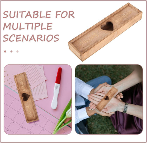PERSELOSO Wooden Pregnancy Test Keepsake Box with Lid Announcement Storage Container Brown Pregnancy Announcement Box