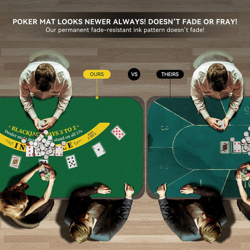 70" 35" x Poker Mat for Table with Carrying Bag, Professional Casino Blackjack Tabletop Layout Poker Table Mat