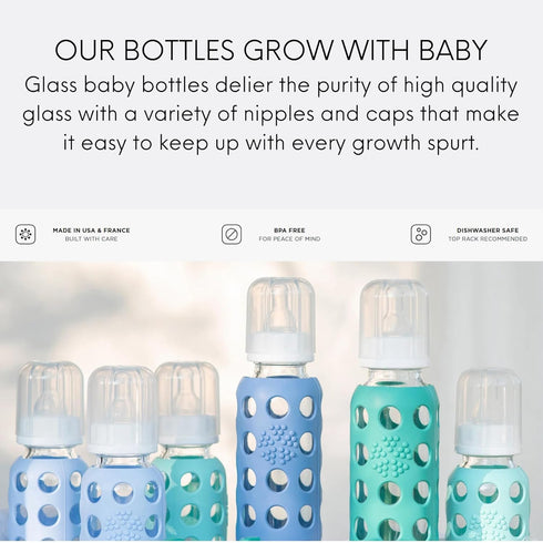 4 oz Pack 4 2- 1- 1- Lifefactory Glass Baby Bottle BPA Free | Protective Silicone Sleeve | of | Lavender, Mint