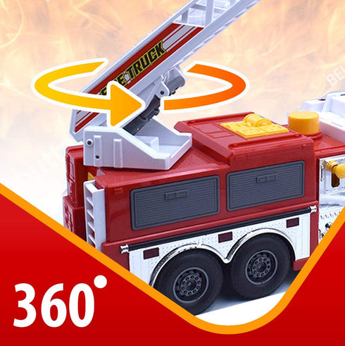 VEBO Fire Truck Motorized with Lights, Siren Sound, Working Water Pump, Rotating Rescue Ladder, Electric Fun Size 15"