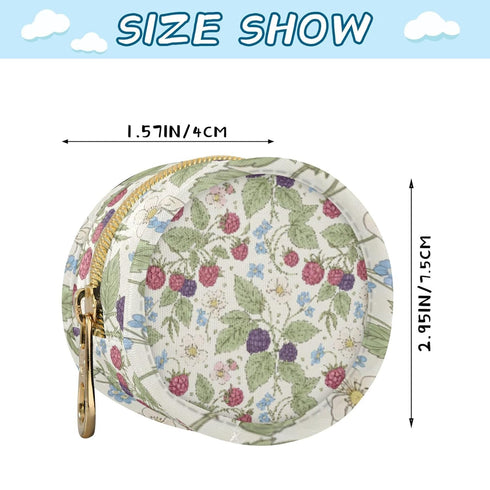 PYBUG Raspberry Round Pacifier Storage Case, Polyester & TPU Lined with Hook Buckle, Pacifier Container Box for Baby
