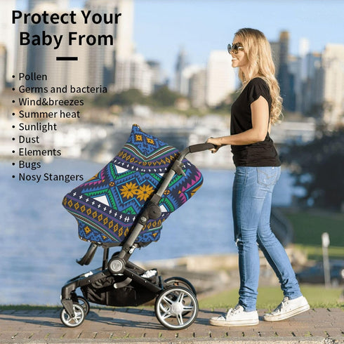 Schgap Aztec Geometric Art Car Seat Covers Canopy for Baby, Nursing Cover Breastfeeding Baby Carrier Cover Stroller