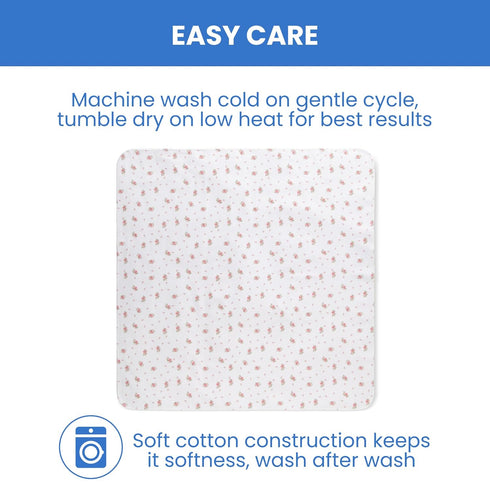 Delta Children 100% Cotton Flannel Baby Receiving Blankets for Girls and Boys, 30x30 Inches (Pack of 2), Pink Floral