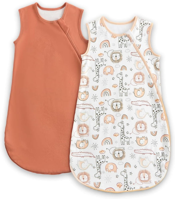WYTbaby 2 Pack Baby Sleep Sack 1.0 TOG, 100% Cotton Wearable Blanket,