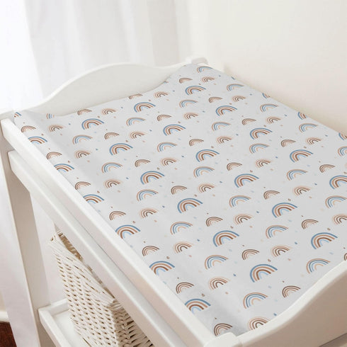 Rainbow Changing Pad Covers, Cute Rainbow Drops Colorful Changing Table Cover for Boys Girls 32''x16'' Ultra Soft