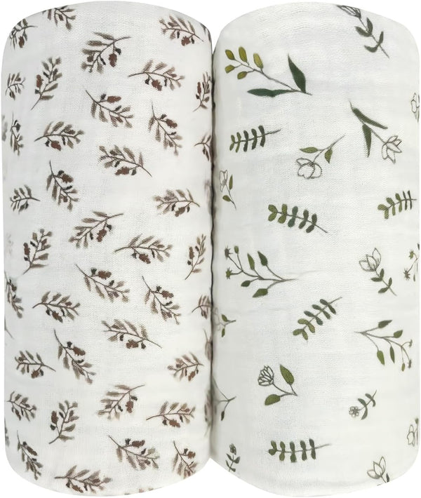 Ultra Soft Muslin Baby Blanket Pack of 2 Cotton Swaddles Bed Blankets