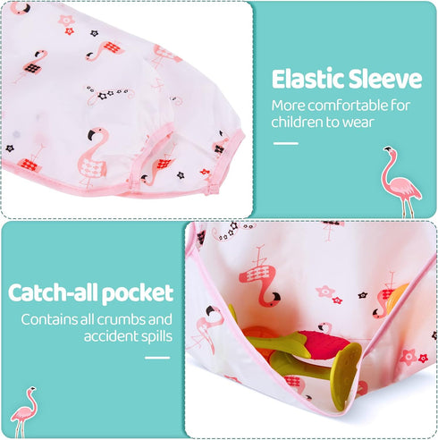 Pack Tarpop Long Sleeve Bibs Infant Smocks Multi Waterproof Soft Sleeved Bibs for Babies Toddler Eating Feeding