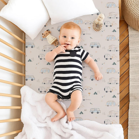 Set 2, 24x38 Mattress-Homes Mini Crib Sheets of Fitted Sheets for Mini Crib & Portable Mattress, Soft, Breathable