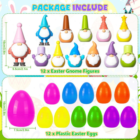 12PCS LUBUYILD Easter Eggs with Gnome Keychain Toys for Kids Girls Boys Easter Basket Stuffers, Egg Hunt Prizes