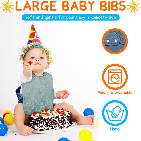 6 Pack Toulite Muslin Baby Bibs Baby Bandana Drool Bibs Cotton for Unisex Boys Girls Soft Absorbent for Teething