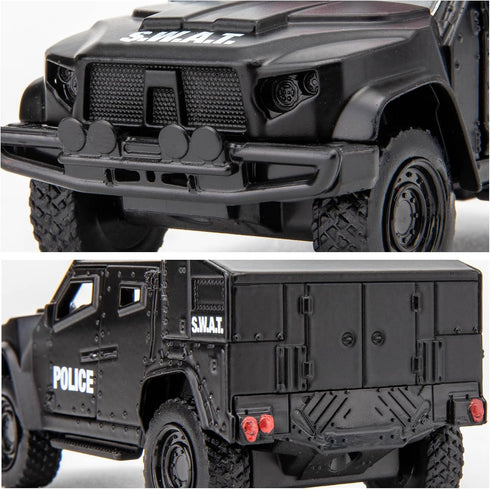 BDTCTK 1/36 Scale JLTV Armored Car Police Model, Zinc Alloy Die-Cast Pull Back Vehicle for Kids